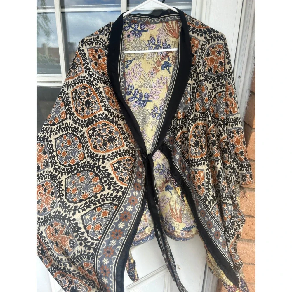 Impressions Silk‎ Blend Wrap Skirt Floral Geometric Midi Boho Versatile  Artsy M